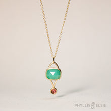 Load image into Gallery viewer, Tina 14K Chrysoprase and Sapphire Necklace