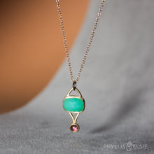 Load image into Gallery viewer, Tina 14K Chrysoprase and Sapphire Necklace