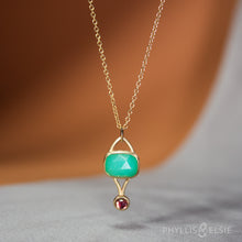 Load image into Gallery viewer, Tina 14K Chrysoprase and Sapphire Necklace