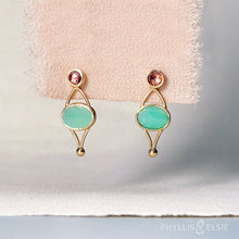 Load image into Gallery viewer, Tina 14K Chrysoprase and Sapphire Earrings