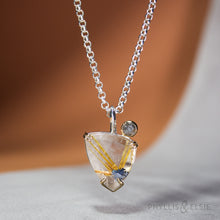 Load image into Gallery viewer, Talin Rutilated Quartz and Diamond Necklace