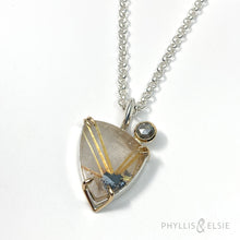 Load image into Gallery viewer, Talin Rutilated Quartz and Diamond Necklace