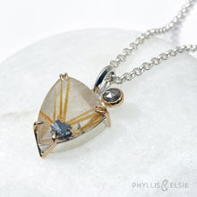 Load image into Gallery viewer, Talin Rutilated Quartz and Diamond Necklace