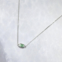 Load image into Gallery viewer, The Evie necklace brings the perfect tiny highlight to your look. The lovely mint-green rosecut Russian Emerald is nestled in a delicate diamond-cut sterling silver chain for extra sparkle.