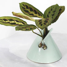 Load image into Gallery viewer, A perfect match for the Stella Classic necklace, these dangly drop earrings of mossy green labradorite are wrapped snugly with a banded bezel and swing freely to catch the light.