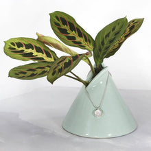 Load image into Gallery viewer, This 11mm Luna necklace features a beautiful round Rainbow Moonstone simply set in a smooth silver bezel. A silver wheat chain completes the clean, classic look you will find yourself wearing over and over.