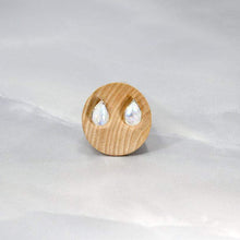 Load image into Gallery viewer, Simple and sweet, these Tess moonstone earrings will be jewels you reach for over and over. Easy to wear studs paired with beautiful flashy teardrop stones make these a wardrobe classic.