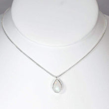 Load image into Gallery viewer, Simple and sweet, the Tess moonstone necklace is a jewel you will reach for over and over. A beautiful blue flash in the cloud-white stone set in a classic silver bezel adds the perfect touch of glam to this easy to wear necklace.